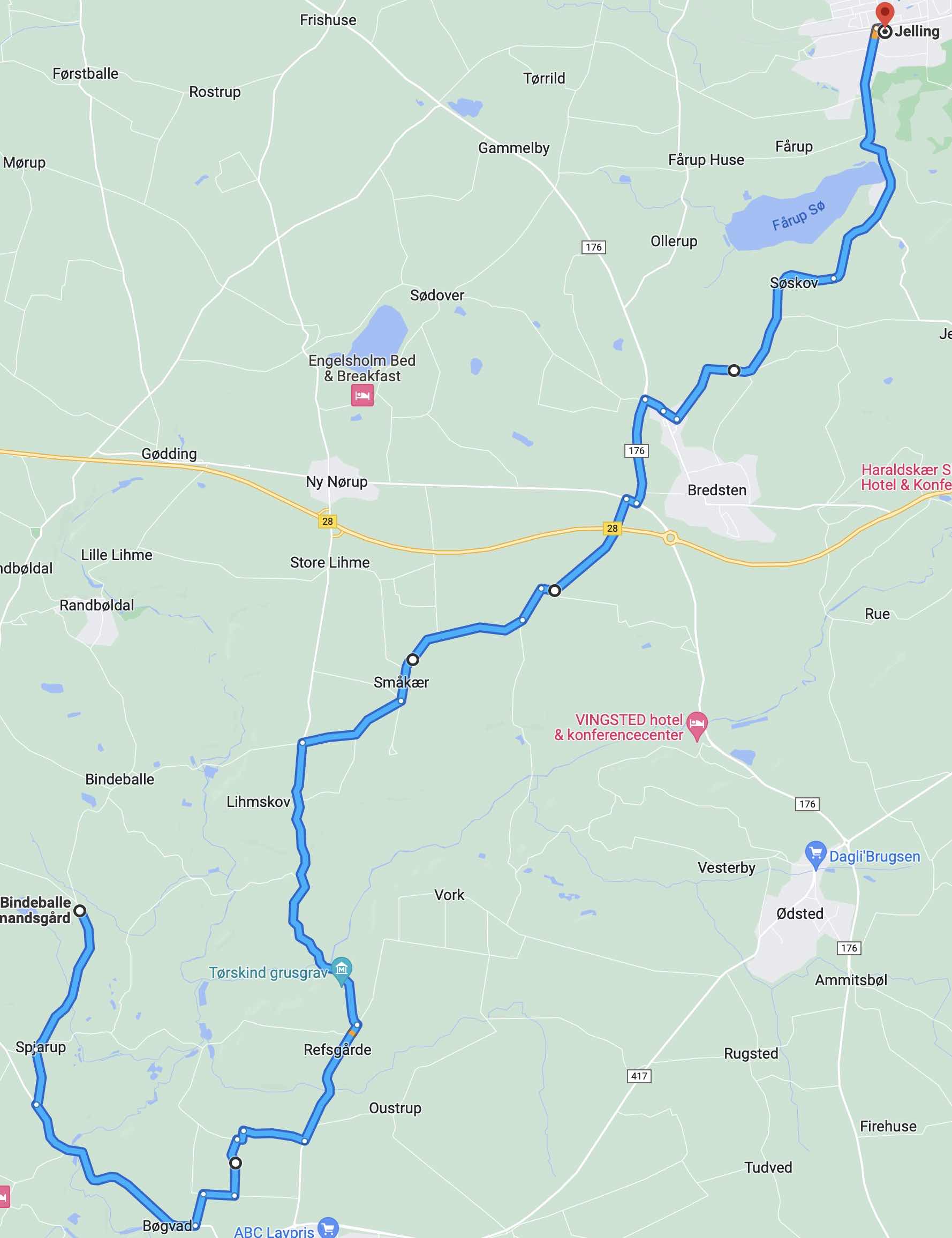 mini-ruten bindeballe til jelling