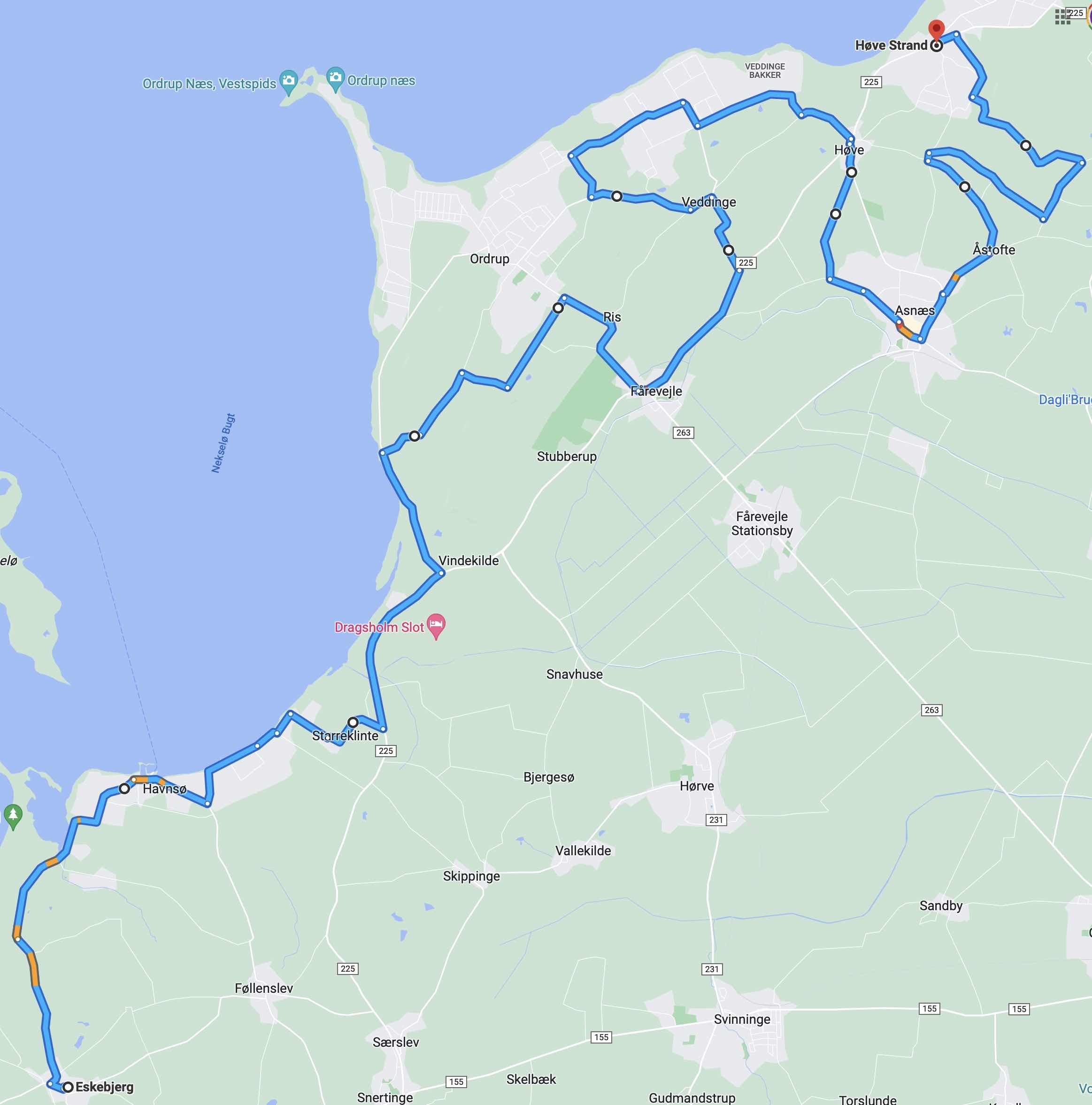 Eskebjerg til Høve Strand