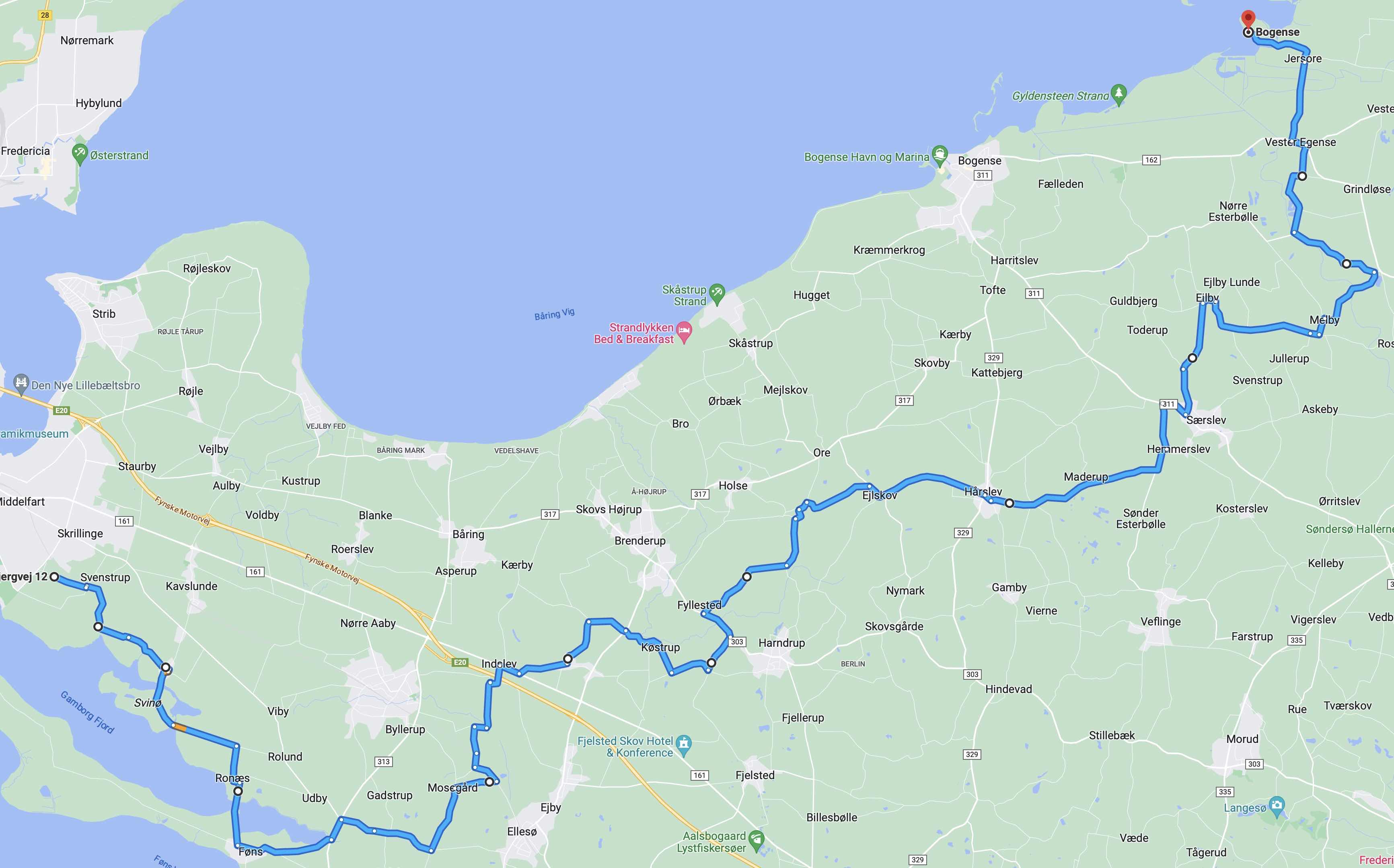 mini-ruten middelfart til æbelø