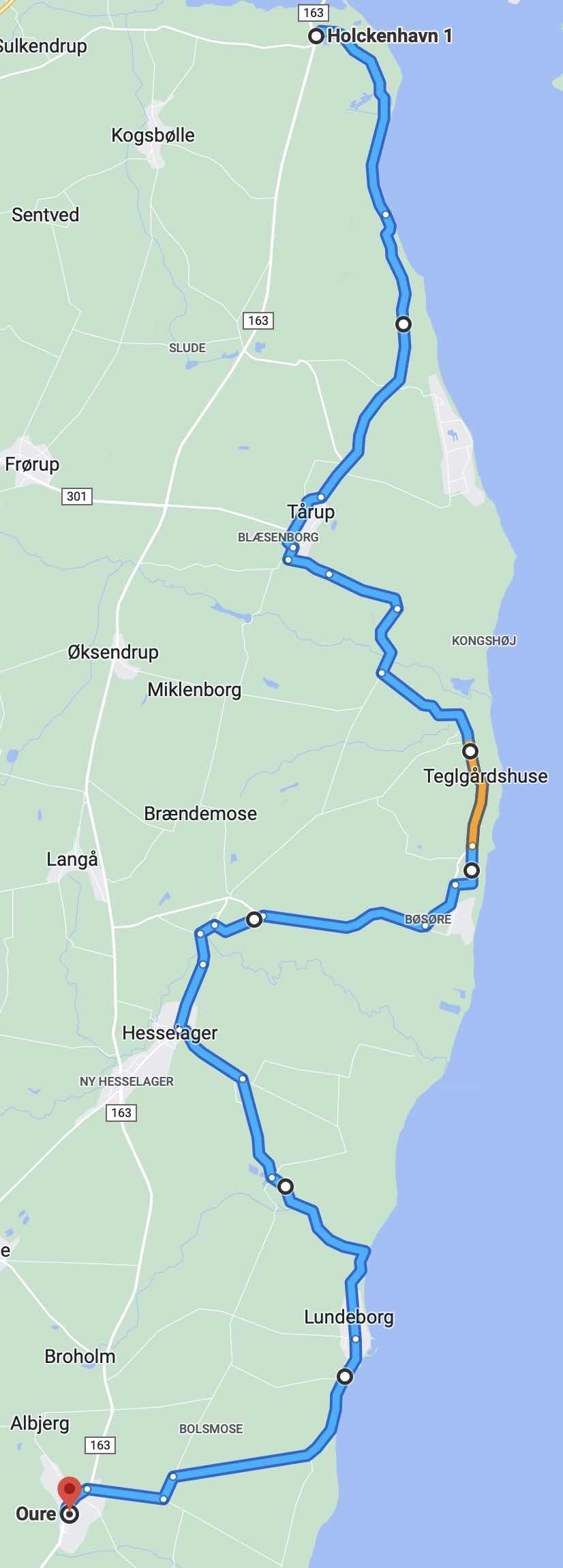 mini-ruten oure til holckenhavn